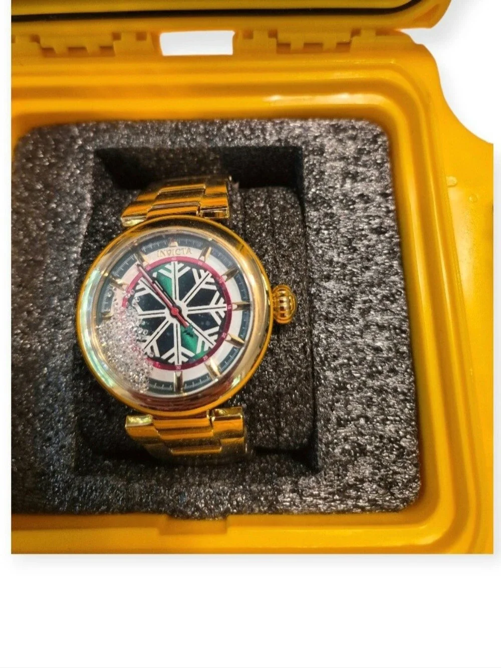 Invicta Let It Snow Green Dial W/ A Snowflake Design And Floating Crystals